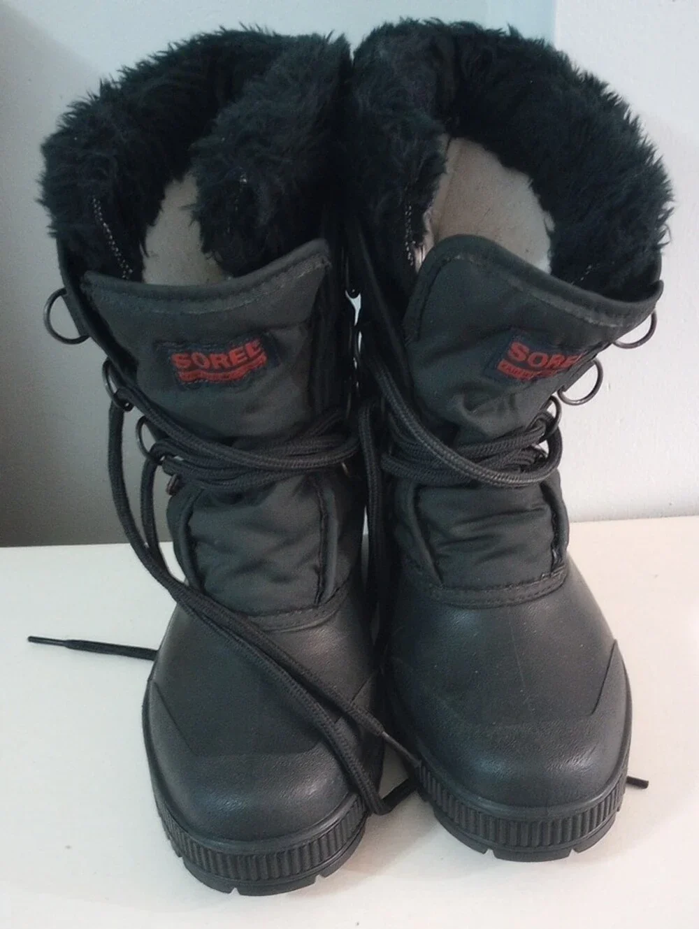 Sorel Kaufman Canada Vintage Black Winter Lace-Up Boots Size 7